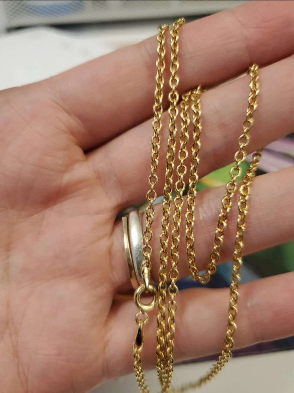 14k Yellow Gold Rolo Chain 24inch - Picture 2 of 5